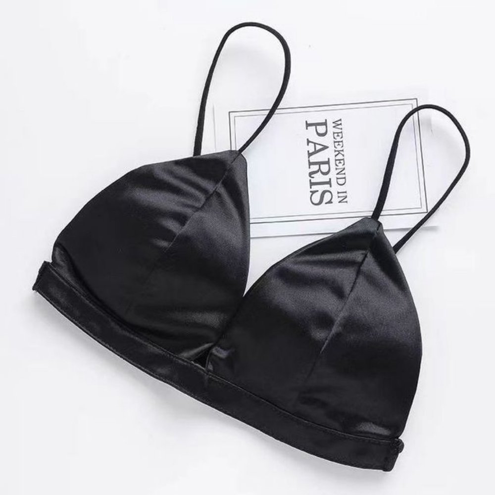 7/$25 Black satin bralette Small BNWOT